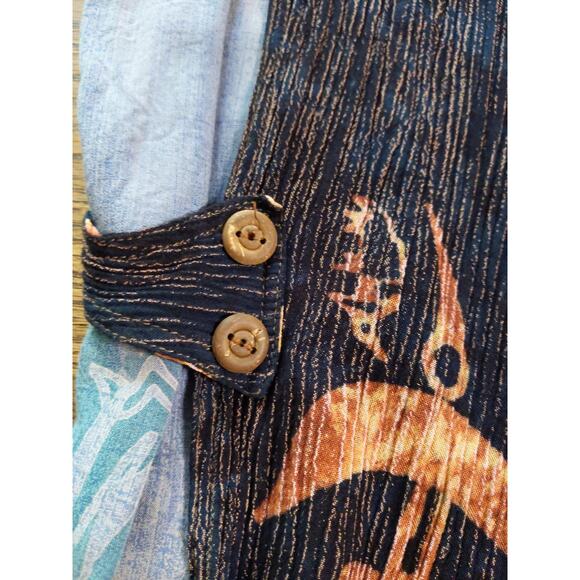 SIMATADELA Simone Vary Lioni Art to Wear Top Turtle Print Lagenlook Blue M/L - Picture 8 of 10